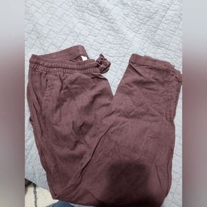 Maroon/eggplant linen joggers